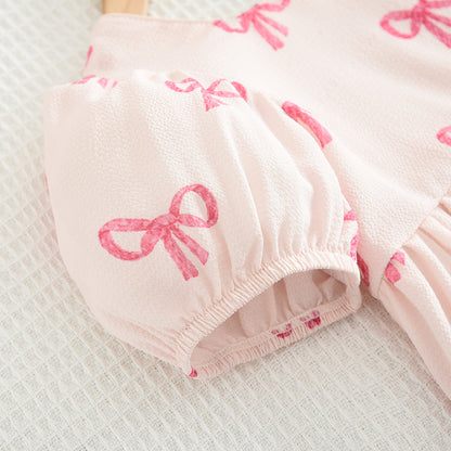 Girls' Bow-knot Printing Princess Dress