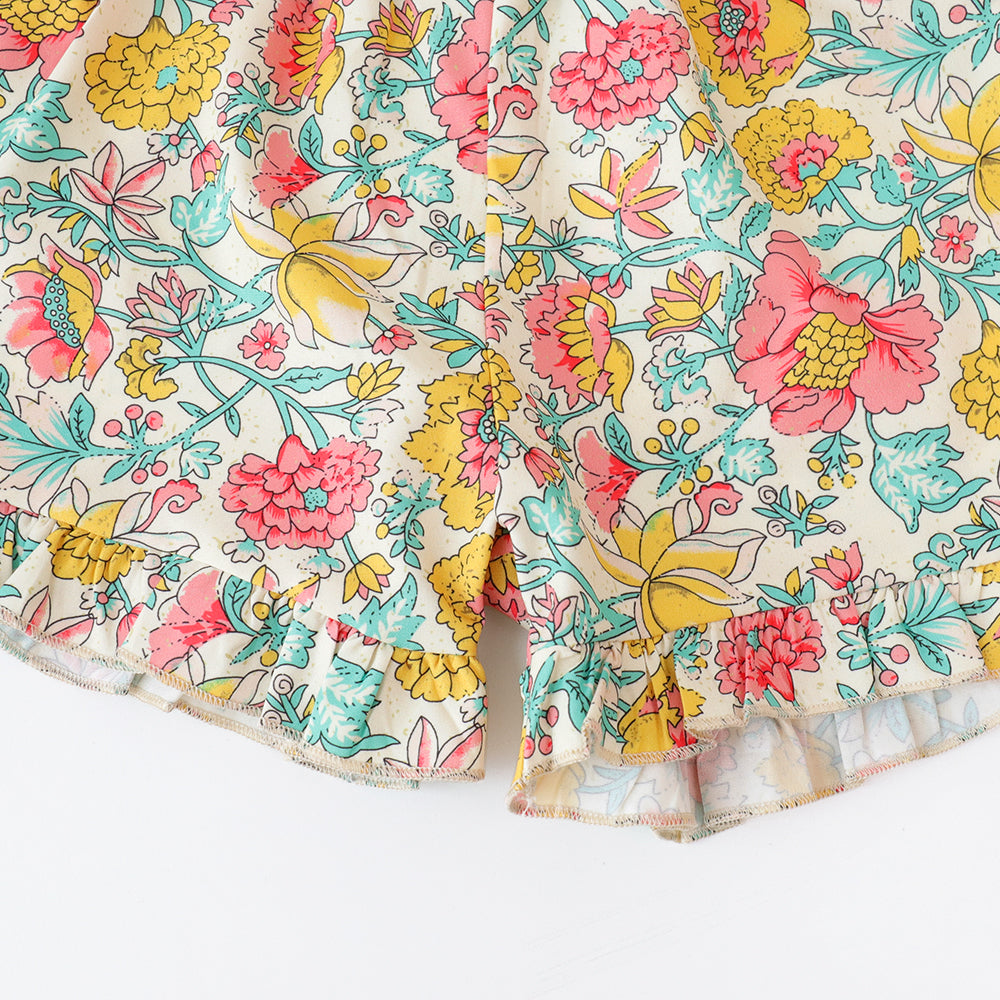 Girls' Floral Printing Shorts Set