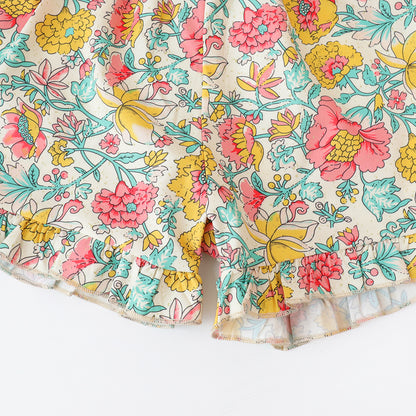 Girls' Floral Printing Shorts Set