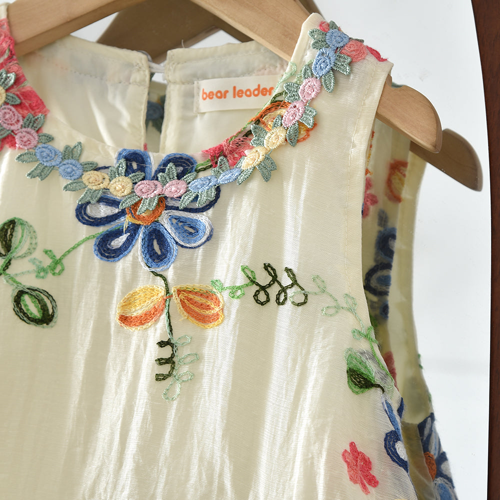 Colorful Floral Embroidery Girls' Princess Dress