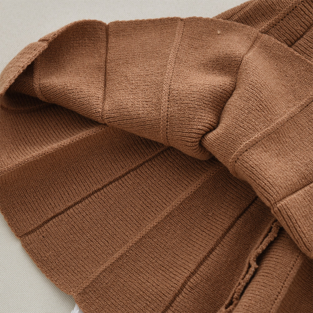 Girls' 3D Floral Cardigan+Pleated Skirt Knitted Sweater Set