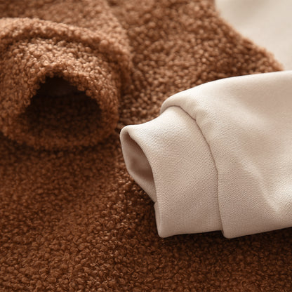 Teddy Velvet Irregular Contrast Colors Sweatshirt Set Fashion Kid Clothes