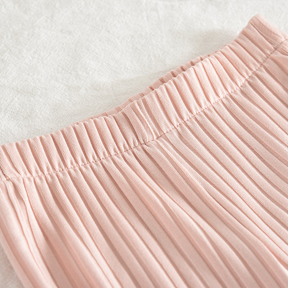 Girls' Ribbed Cardigan+Trousers Cute Baby Pajamas Set