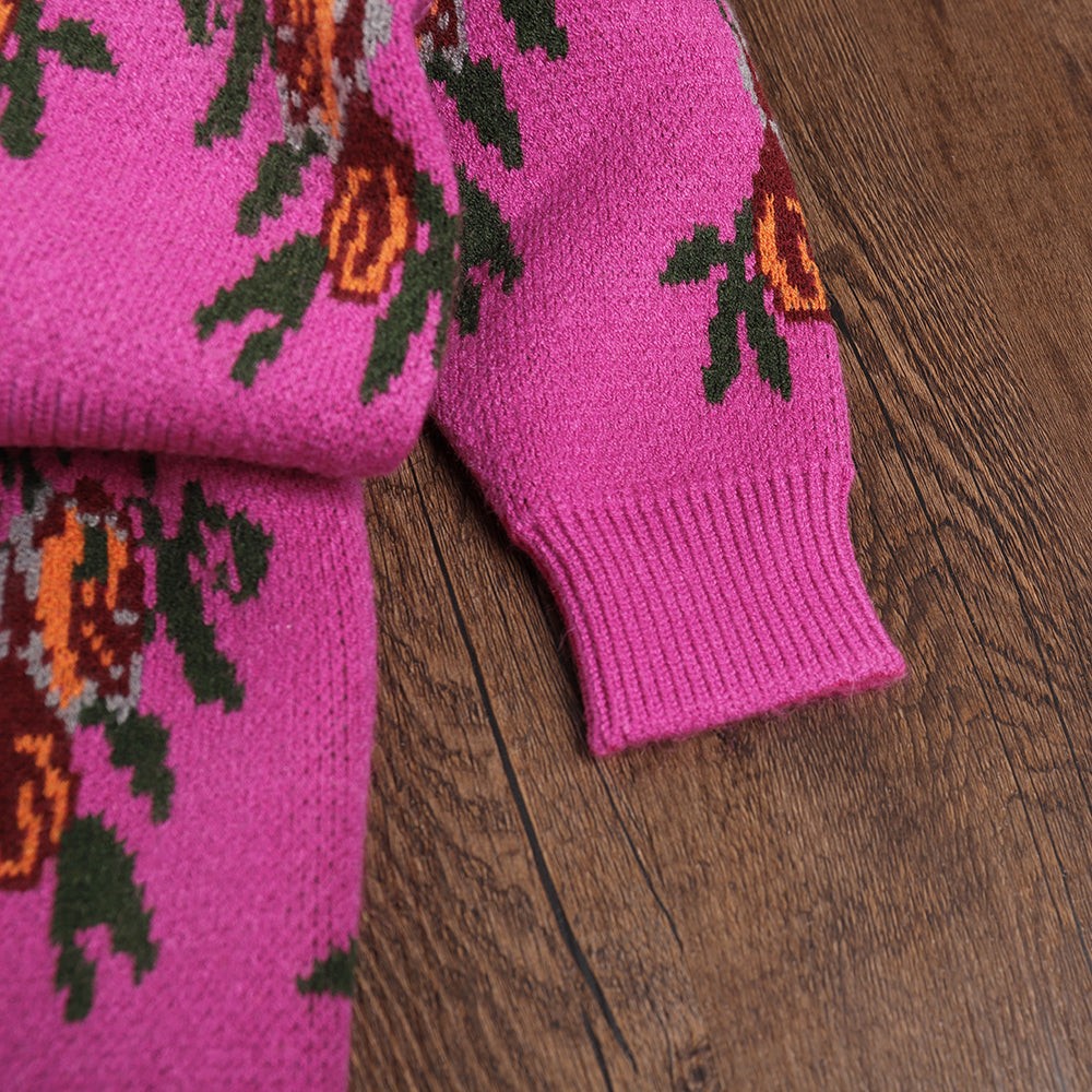 Girls' Ethnic Style Pattern Cardigan+Shorts Knitted Sweater Set