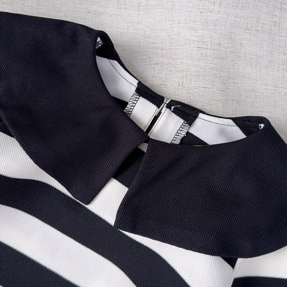 Girls' Classic Black&white Stripes Dress