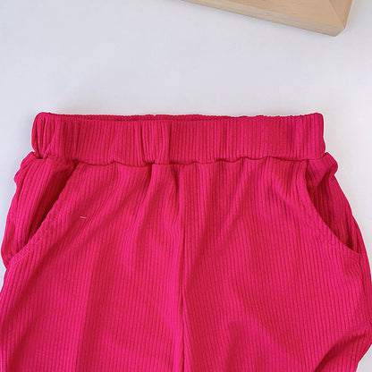 Girls' Stripe T-shirt+Pant Fashion Set