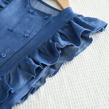 Girls‘ Ruffle Buttons Top+Pant Set
