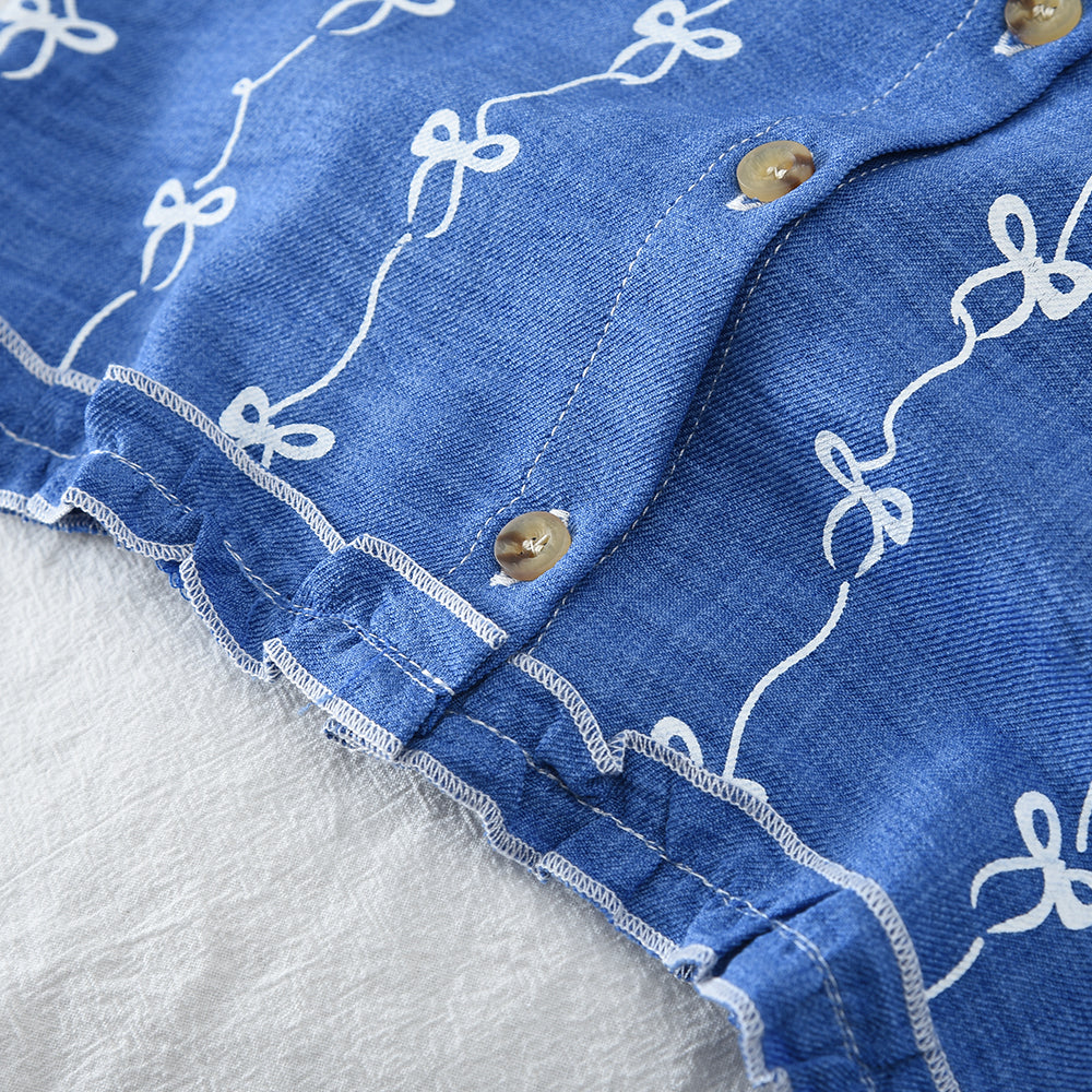 Girls' Bow-knot Printing Sun-top+Pant 2PCS Set