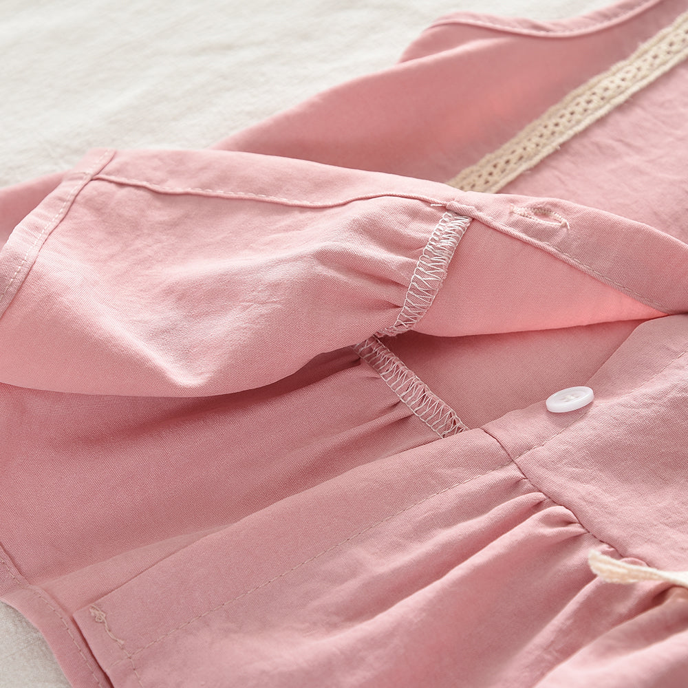 Lace Bow Ruffle Top+Lace Trousers Girls' Cute Set