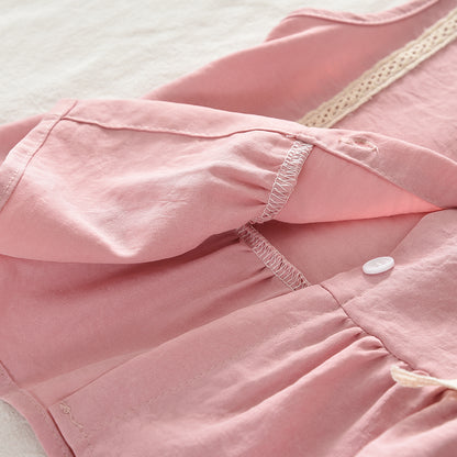 Lace Bow Ruffle Top+Lace Trousers Girls' Cute Set