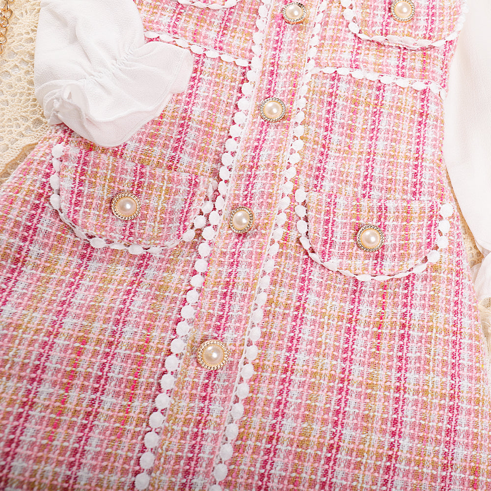 Girls' Plaid Pattern Elegant Dress