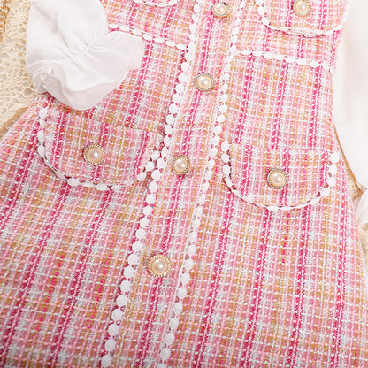 Girls' Plaid Pattern Elegant Dress