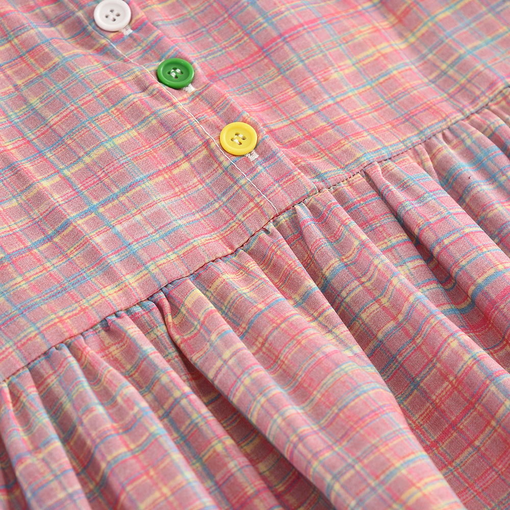 Girls' Plaid Outfit Sleeveless Ruffle Colorful Dress