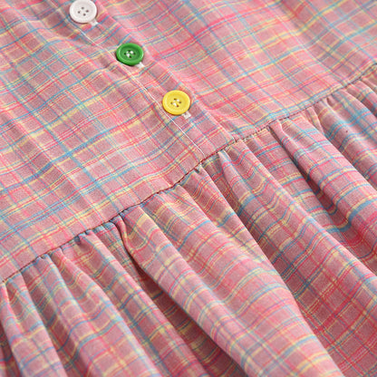 Girls' Plaid Outfit Sleeveless Ruffle Colorful Dress