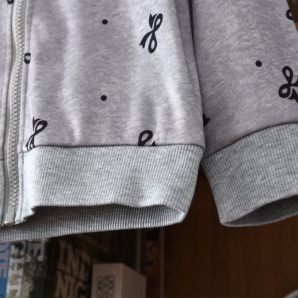 Girls' Bow-knot Printing Sweatshirt Hooded Set