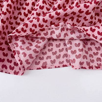 Girls' Cartoon Print Patchwork Casual Dress