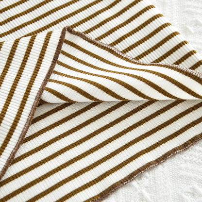 Girls' Lapel Stripes Long Sleeve Top+Flared Trousers Cute Set