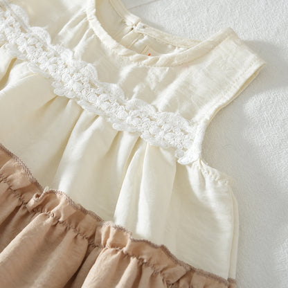 Multi-color Patchwork Lace Sleeveless Baby Girls' Dress