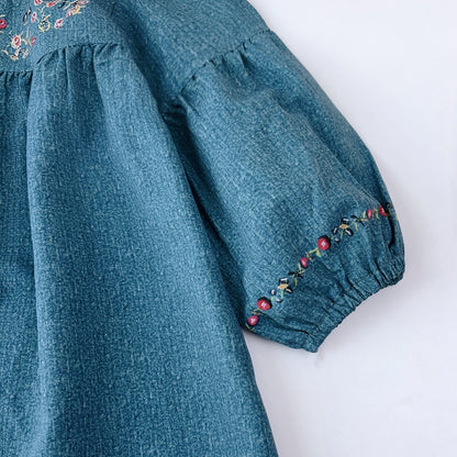 Girls' Floral Printing Vintage Dress