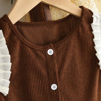 Girls' Long Sleeve T-shirt+Vest+Trousers 3pcs Set