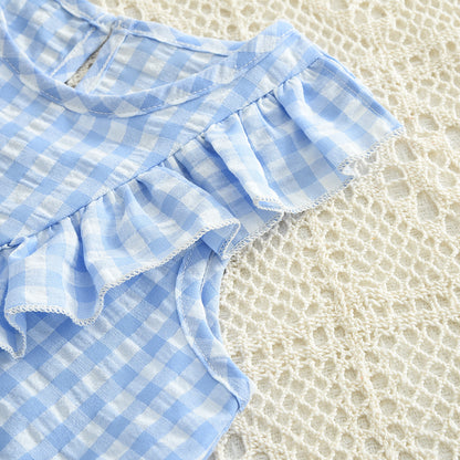 Girls' Ruffle Plaid Casual Set