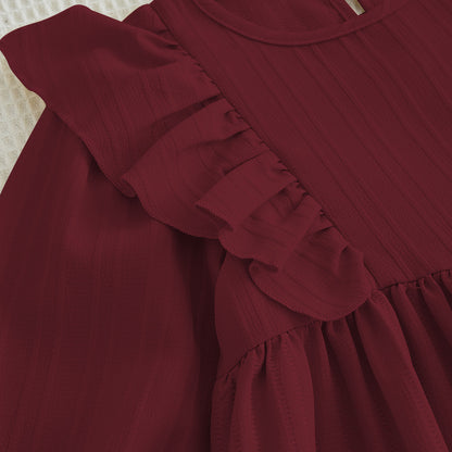 Girls' Long Sleeve Christmas Casual Dress