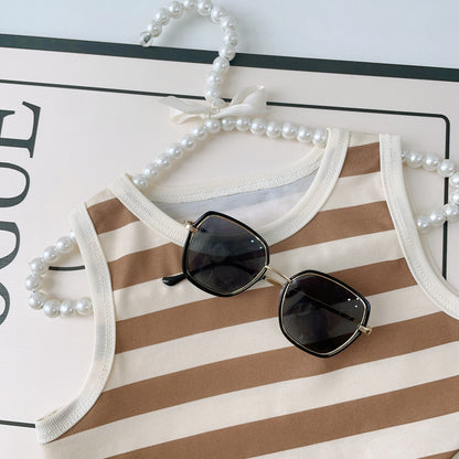 Girls' Stripes Top+Shorts Cool Style Set