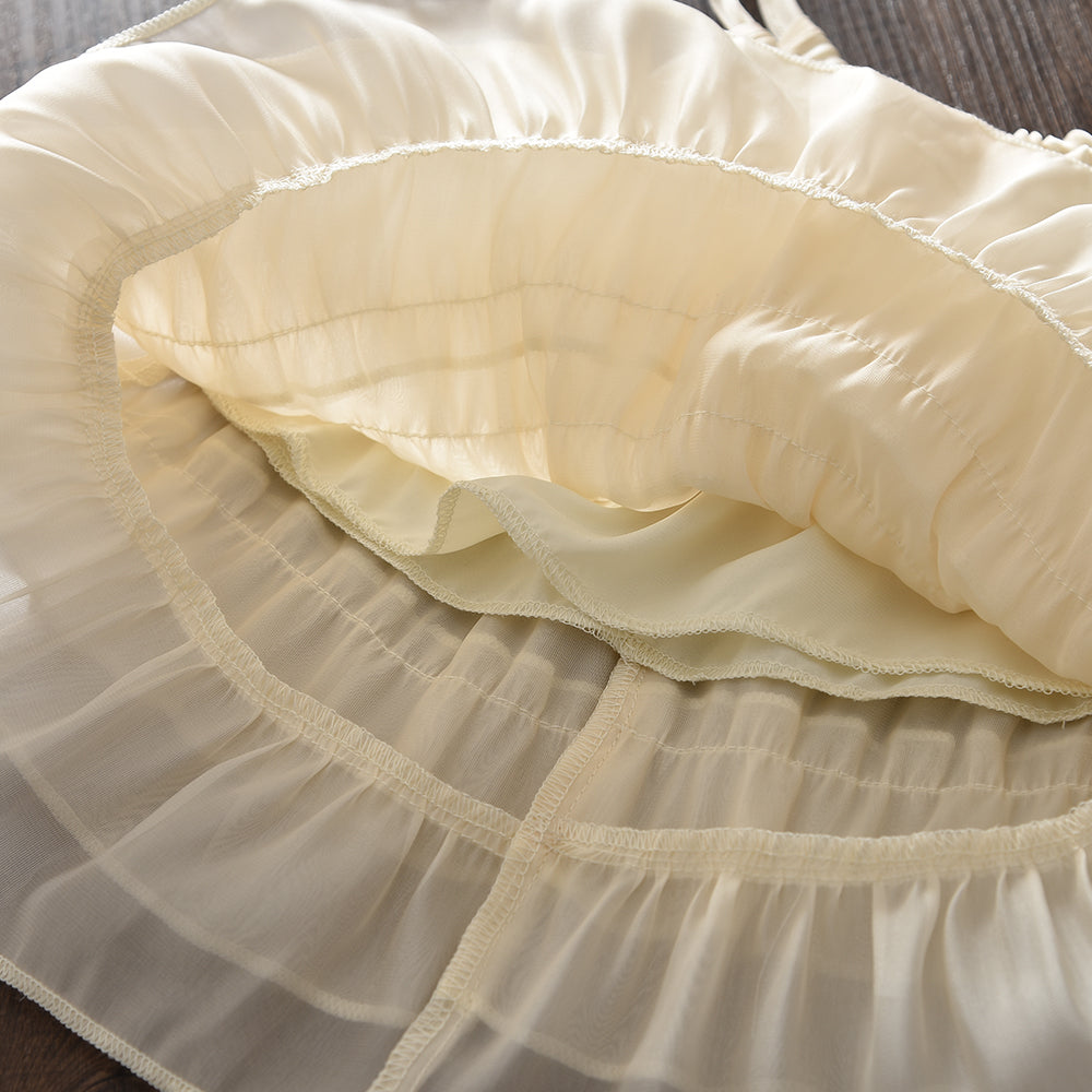 Adjustable Strap Ruffle Sun-top+Gauze Pants Girls' Vacation Set