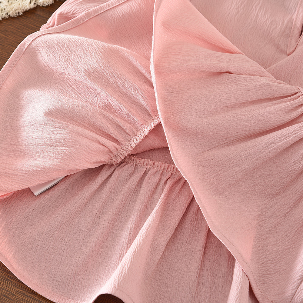 Puffy Sleeve Ruffle Shirt+Bow Lantern Pants Girls' Cute Summer Outfit