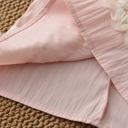 Mesh Flower Vest+Lace Pants Elegant Girls Summer Set