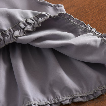 Lettuce Trim French Top+Wide Leg Pants Fashion Girls' Set