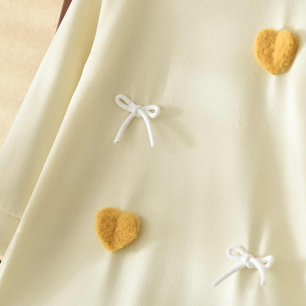 Girls' Cartoon Heart Patch Bow Lace Dress