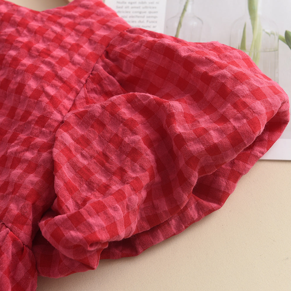 Girls' Plaid Bow Vacation Dress