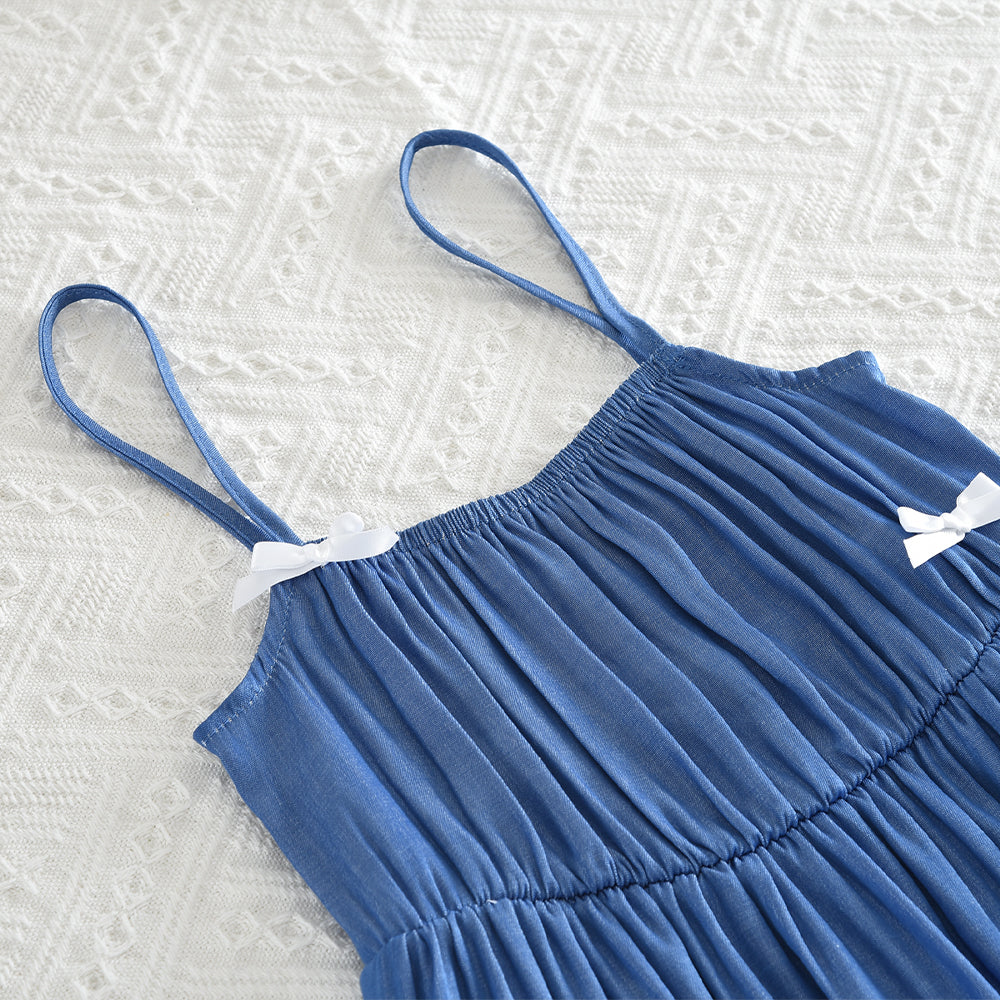 Girls' Bow Sundress+Classic Blouse 2pcs Fashion Set