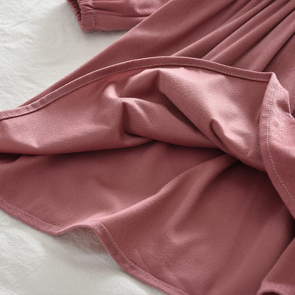 Long Sleeve Ruffle Girls' Dress Pink Casual Outfit