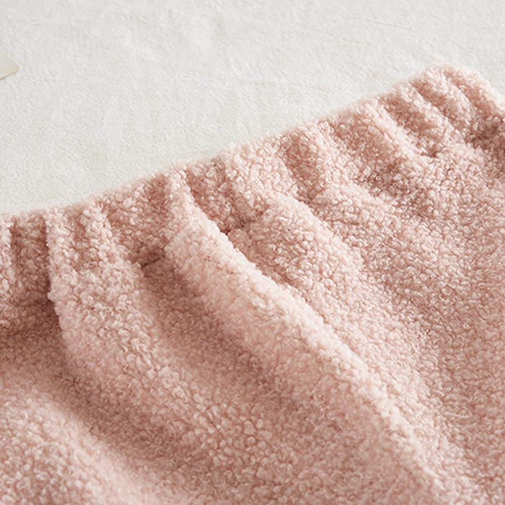 Girls' Letter Patch Zip Top+Trousers Fluffy Casual Set