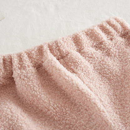 Girls' Letter Patch Zip Top+Trousers Fluffy Casual Set