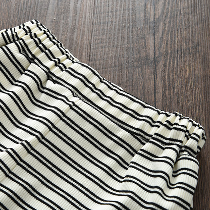 Girls' Stripes Sun-top+Shorts Vacation Set