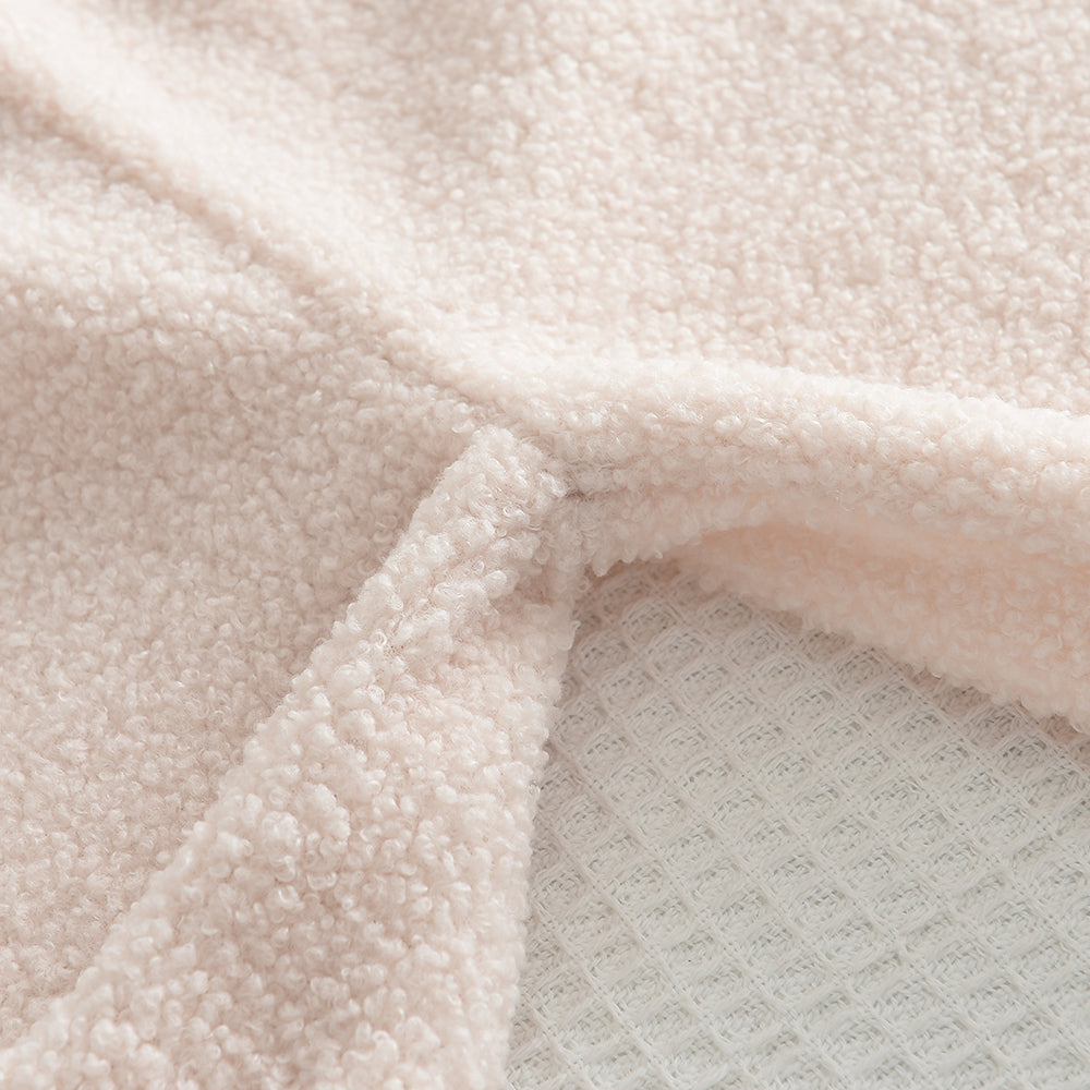 Girls' Letter Patch Zip Top+Trousers Fluffy Casual Set