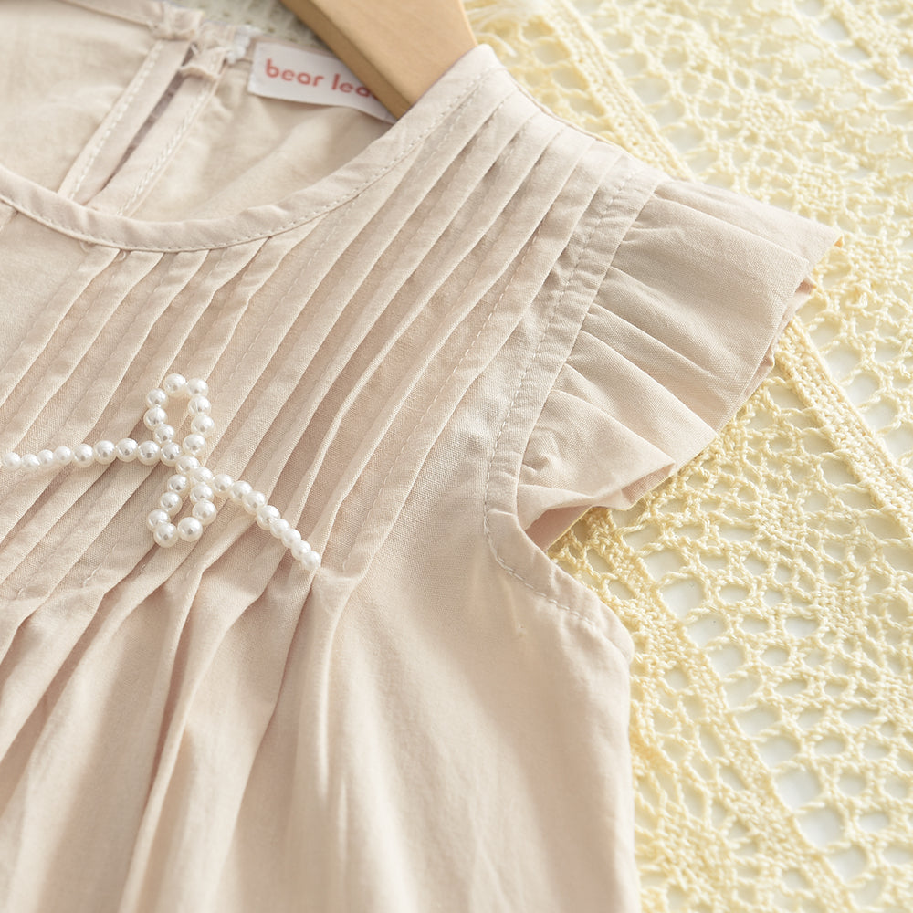 Girls' Pearl Shirt+Shorts Cotton Set