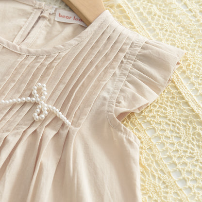 Girls' Pearl Shirt+Shorts Cotton Set