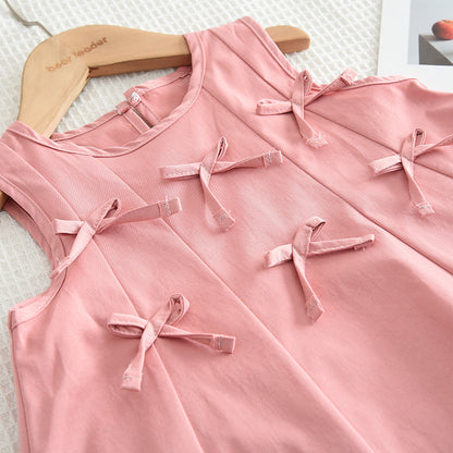 Girls' Bow-knot Sleeveless Princess Dress