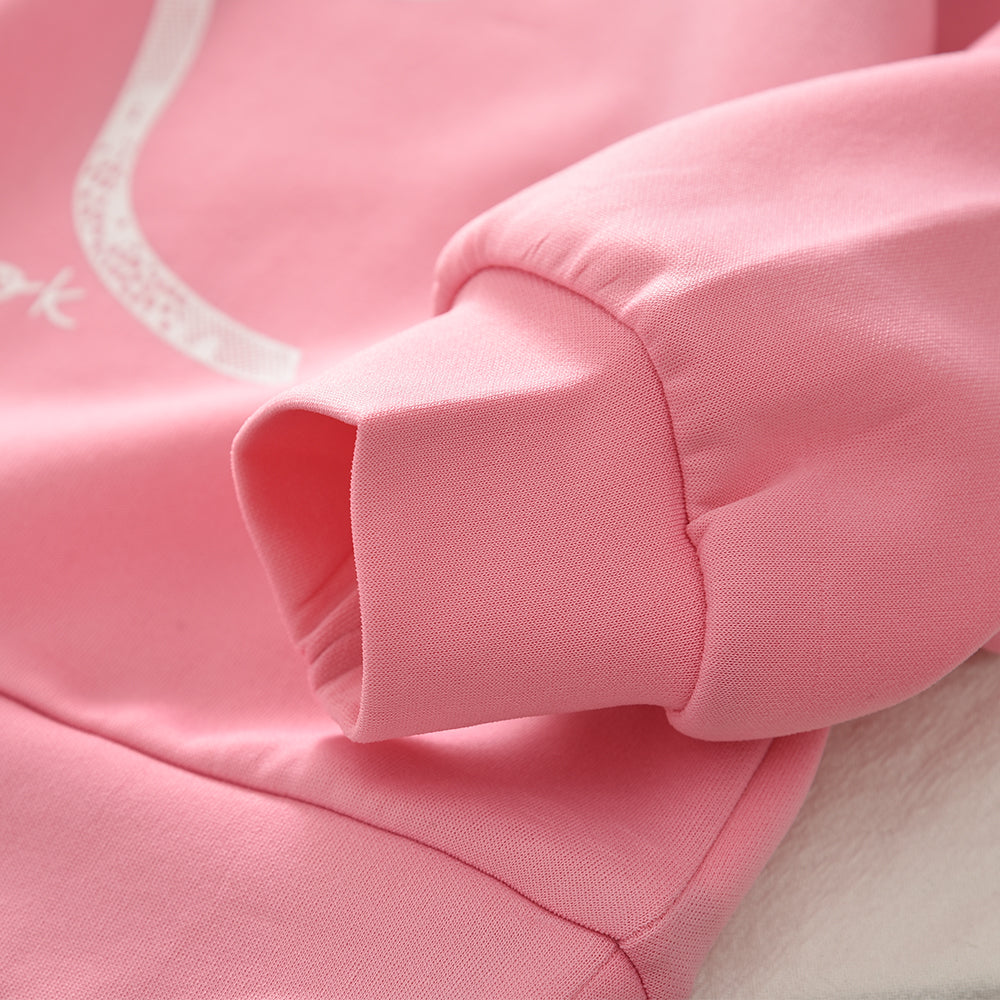 Cartoon Bow Print Sweatshirt+Sweatpants 2pcs Set Christmas Holiday Casual Girls Clothes