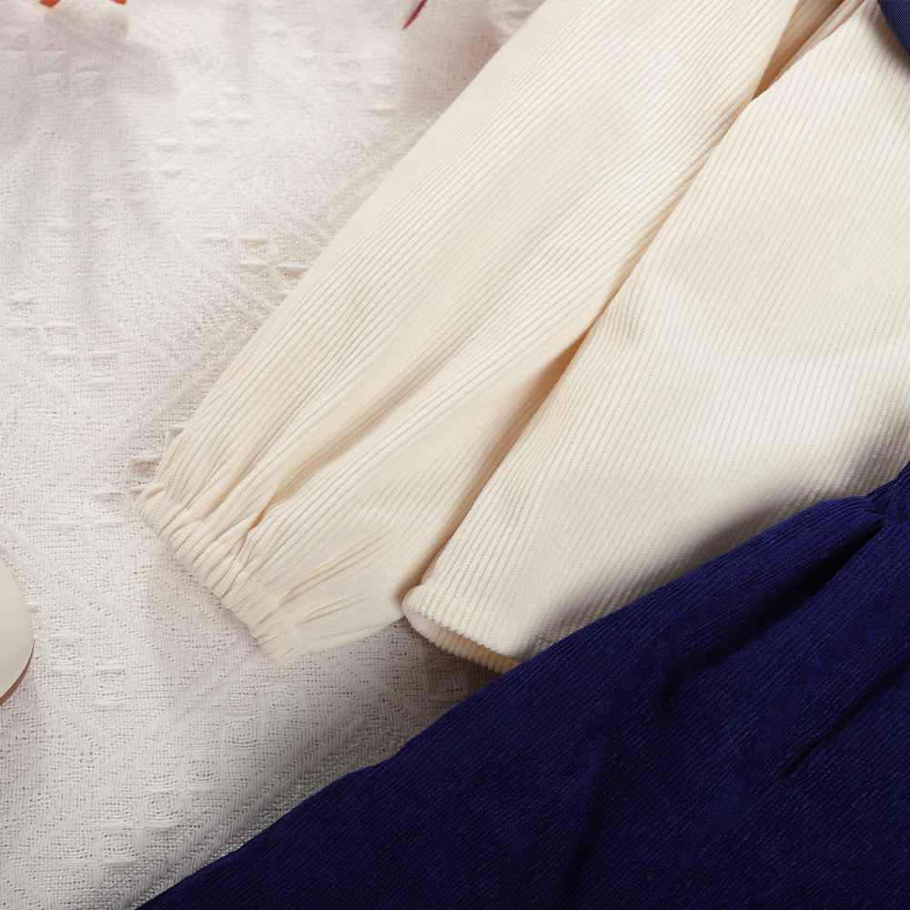 Girls' Embroidery Top+Bow-knot Skirt Set