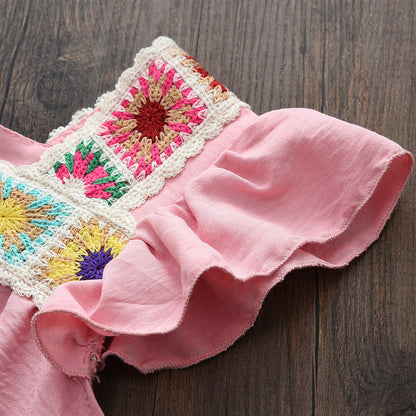 Girls' Ethnic Style Knitting Patch Dress