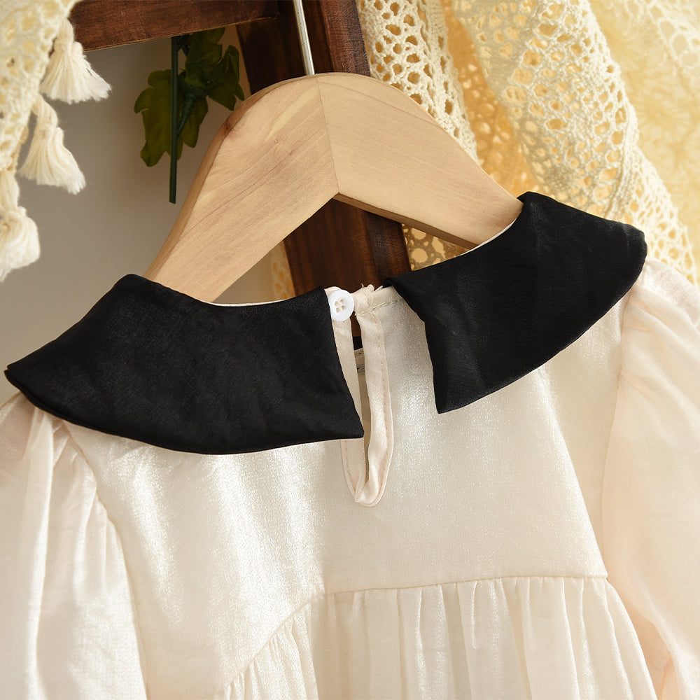 Girls' Long Sleeve Peter Pan Collar Cute Dress