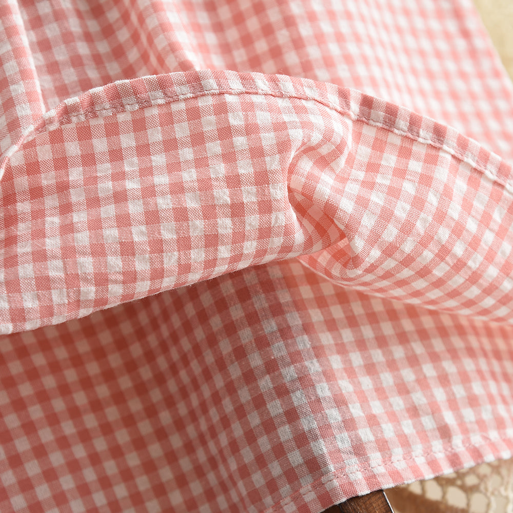 Cute Plaid Pattern Bow Top+Trousers Girls' Lace Set