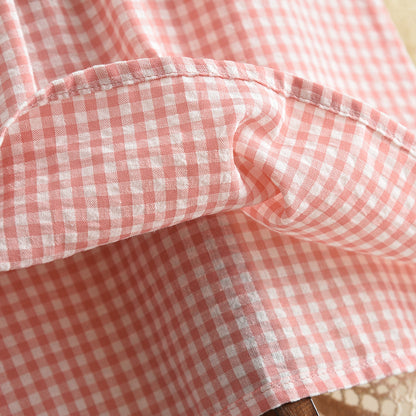 Cute Plaid Pattern Bow Top+Trousers Girls' Lace Set