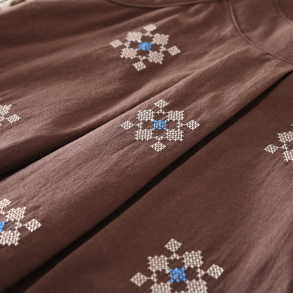 Geometry Embroidery Sun-top Floral Pants Ethnic Style Girls' Vacation Set