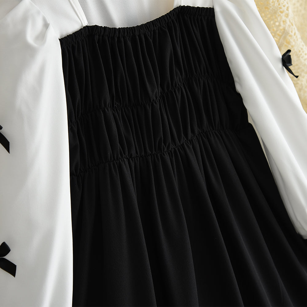 Girls' Bow-knot Patchwork Elegant Dress
